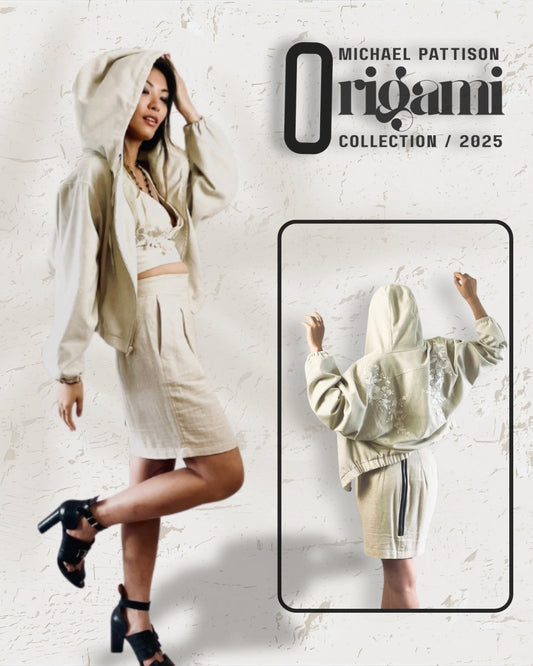 Natural Linen Batwing Bomber with Embroidering
