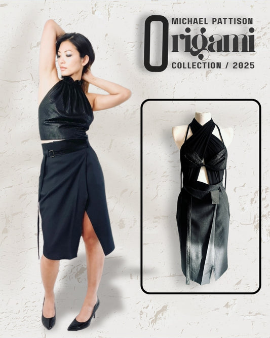 Origami Wool Pencil Skirt